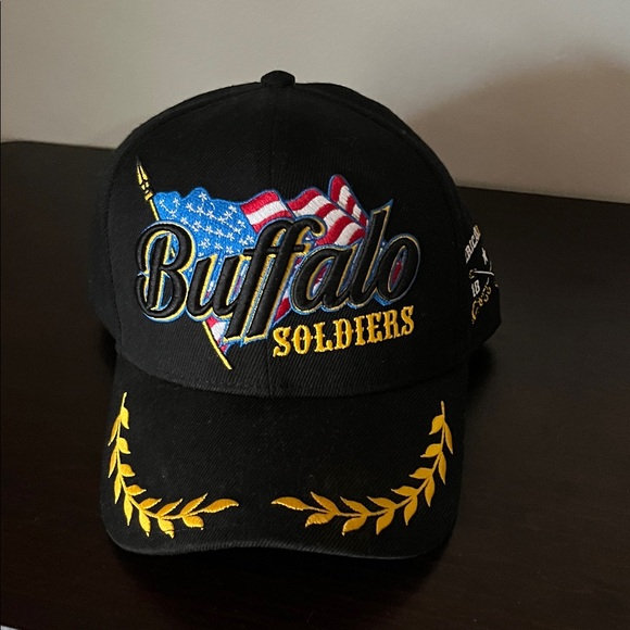 Black Hat with Gold and Blue Embroidery - Picture 1 of 7